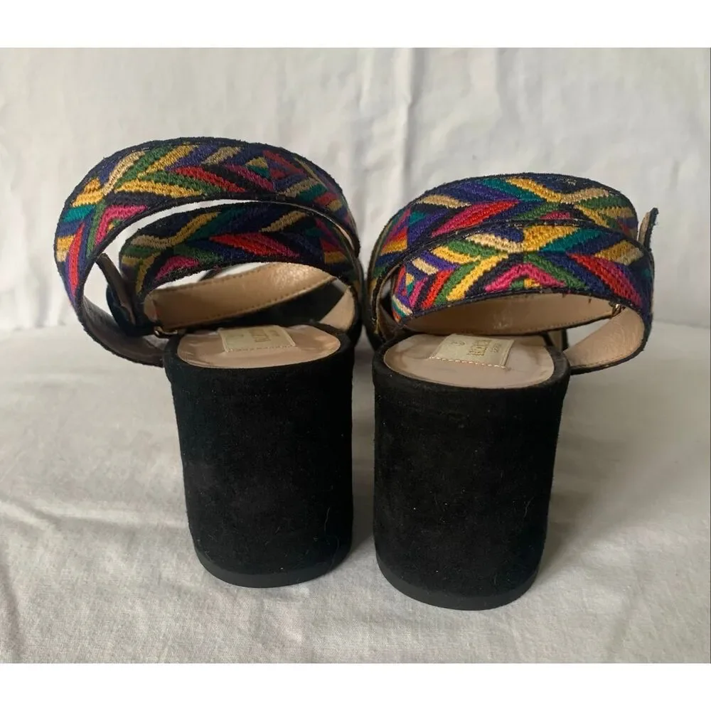NEW IN BOX VALENTINO Native Couture EMBROIDERED ankle STRAP suede city SANDALS S